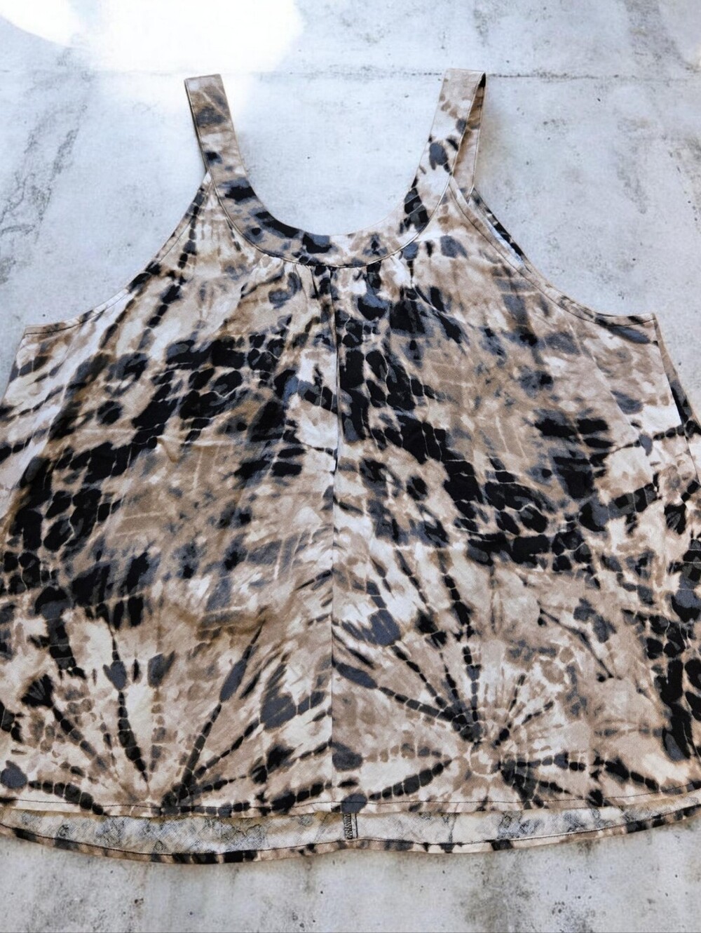 Boho Swing Tank Simply Vera Vera Wang Top Brown Mirrored Dye Tie Dye Size XL